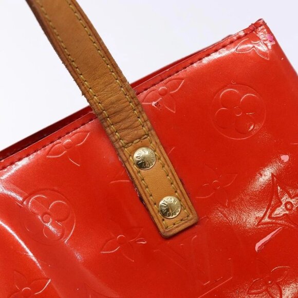 LOUIS VUITTON Monogram Vernis Reade PM Hand Bag Red Rouge LV Auth - Picture 10 of 16